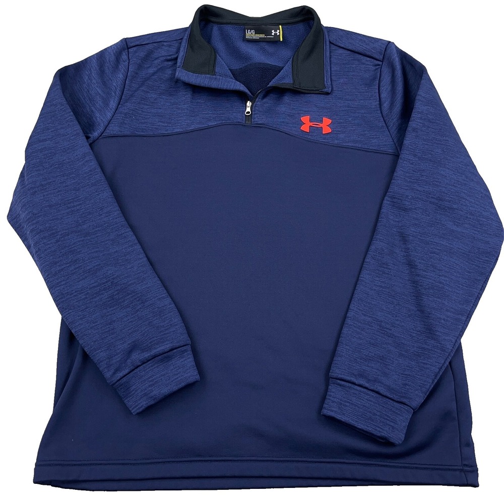 Under Armour Sweatshirt Men Large Blue Performance Quarter Zip Golf Sweater Navy